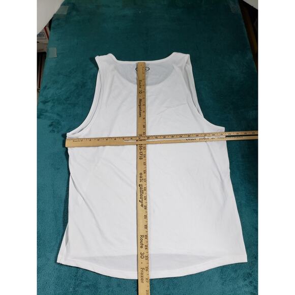Under Armor Tank Tee Shirt Size Medium Mens White Polyester Tank Race Running - Picture 5 of 7